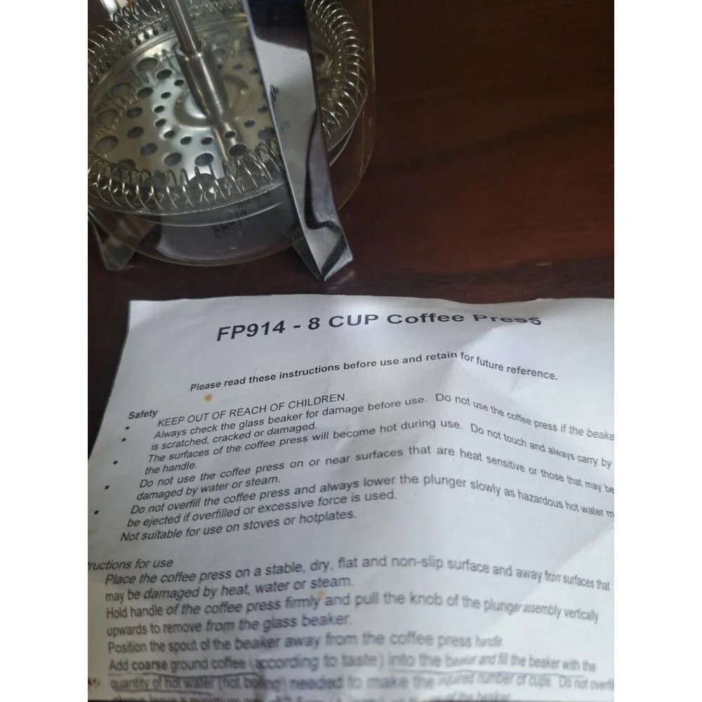 BruUsa FP914 French Press Coffee Maker 8cup